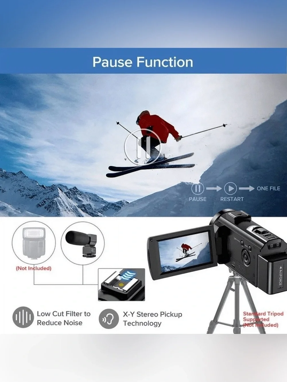 Video Camera Camcorder FHD 1080P 30FPS 16x Digital Zoom 3.0 Touch Screen